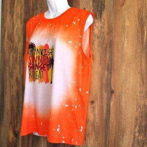 "Sunrise Sunburn Sunset Repeat" Beach Life Sleeveless Tee L
